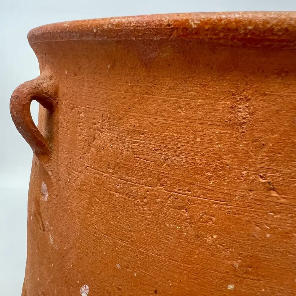 Antique Greek Terracotta Olive Oil Pot Pithari Jar Signed Ophrisi Crock 9 Inches